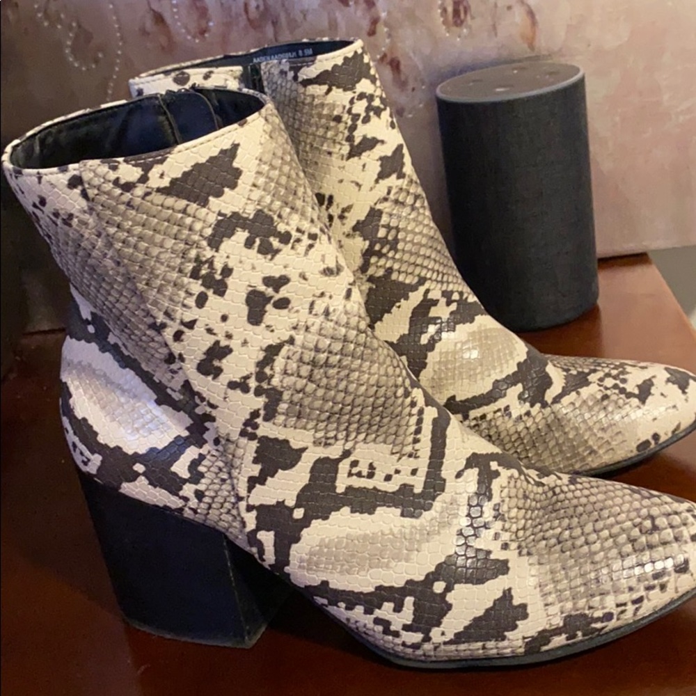 Snakeskin booties